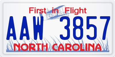 NC license plate AAW3857