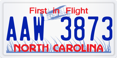 NC license plate AAW3873
