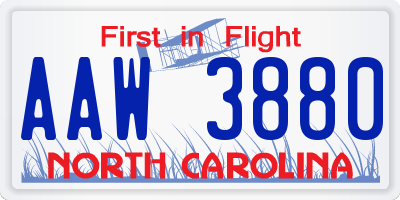 NC license plate AAW3880