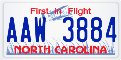 NC license plate AAW3884