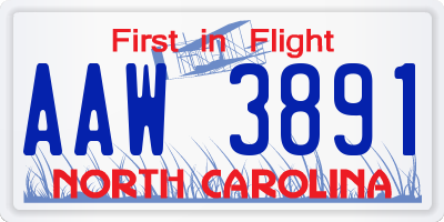 NC license plate AAW3891