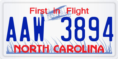 NC license plate AAW3894
