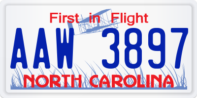 NC license plate AAW3897