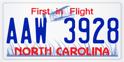 NC license plate AAW3928
