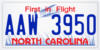 NC license plate AAW3950