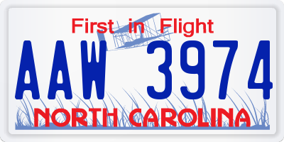 NC license plate AAW3974
