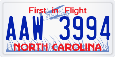 NC license plate AAW3994