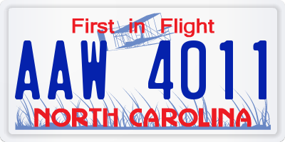NC license plate AAW4011