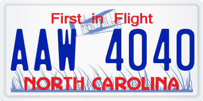 NC license plate AAW4040