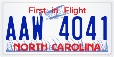 NC license plate AAW4041