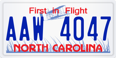 NC license plate AAW4047