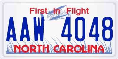 NC license plate AAW4048