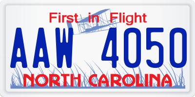 NC license plate AAW4050