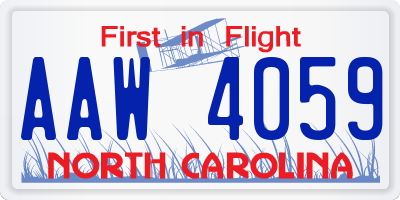 NC license plate AAW4059