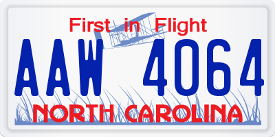 NC license plate AAW4064