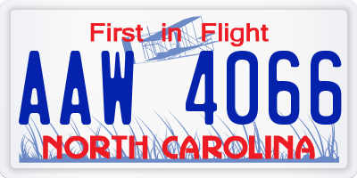 NC license plate AAW4066