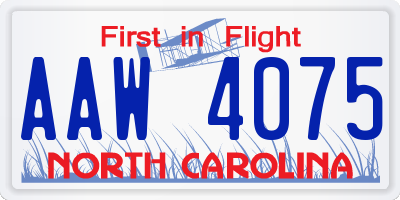 NC license plate AAW4075