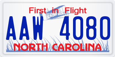 NC license plate AAW4080