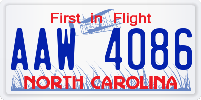NC license plate AAW4086