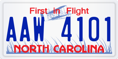 NC license plate AAW4101