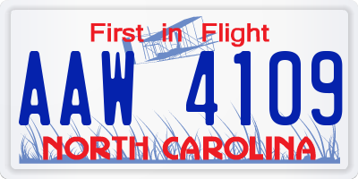 NC license plate AAW4109