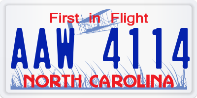 NC license plate AAW4114