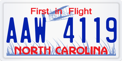 NC license plate AAW4119