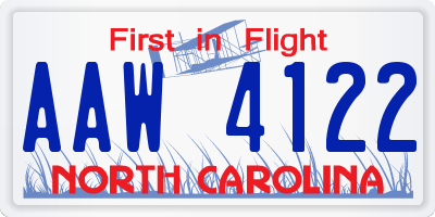 NC license plate AAW4122