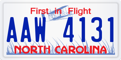 NC license plate AAW4131