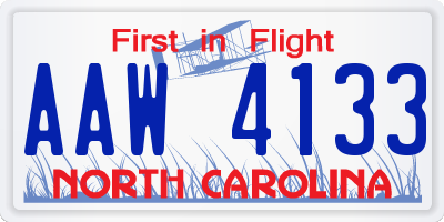 NC license plate AAW4133