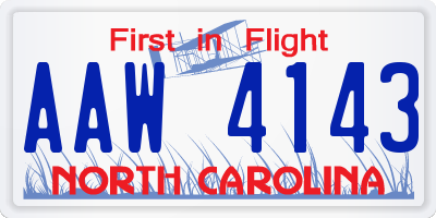 NC license plate AAW4143
