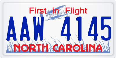 NC license plate AAW4145