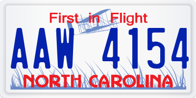 NC license plate AAW4154