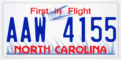 NC license plate AAW4155