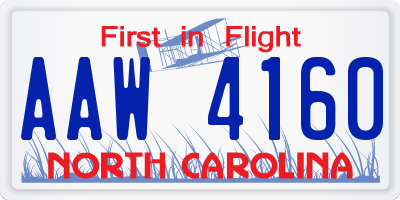 NC license plate AAW4160