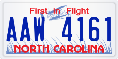 NC license plate AAW4161