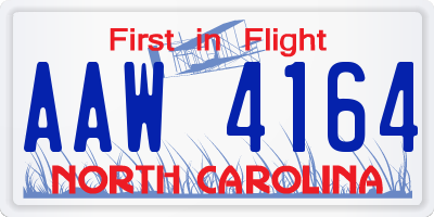 NC license plate AAW4164
