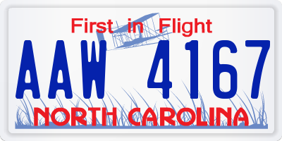 NC license plate AAW4167