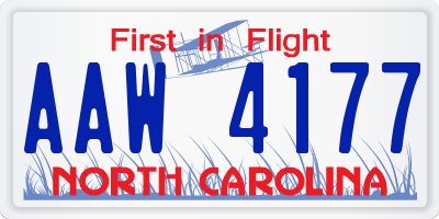 NC license plate AAW4177