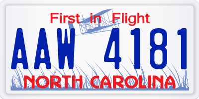 NC license plate AAW4181