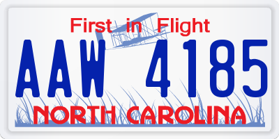 NC license plate AAW4185