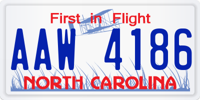 NC license plate AAW4186