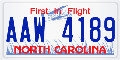 NC license plate AAW4189