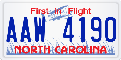 NC license plate AAW4190