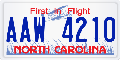 NC license plate AAW4210