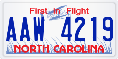 NC license plate AAW4219