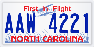 NC license plate AAW4221