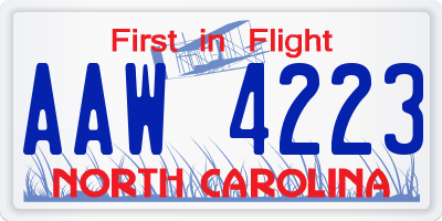 NC license plate AAW4223