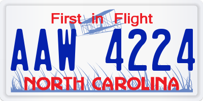 NC license plate AAW4224