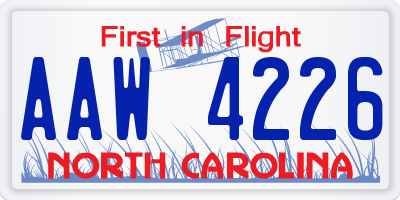 NC license plate AAW4226